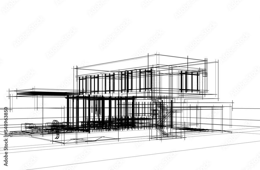 house building sketch architecture 3d illustration house building sketch architecture 3d illustration
