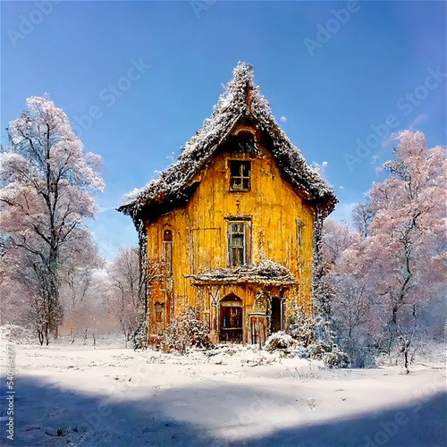 Wooden Cabin in the snow