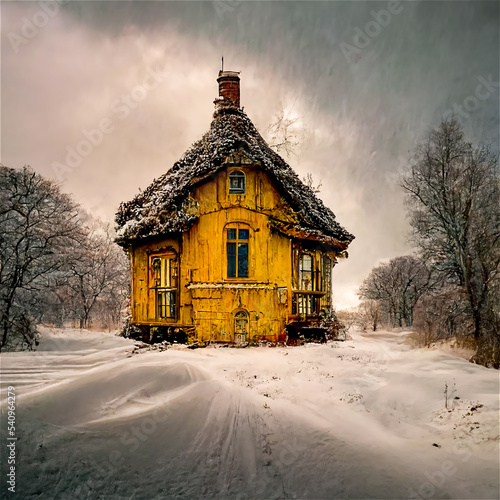 Wooden Cabin in the snow