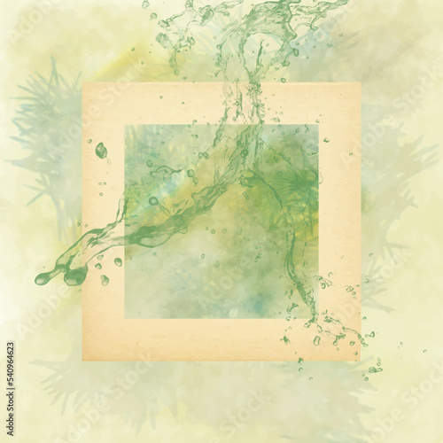 Hand drawn watercolor background with frame