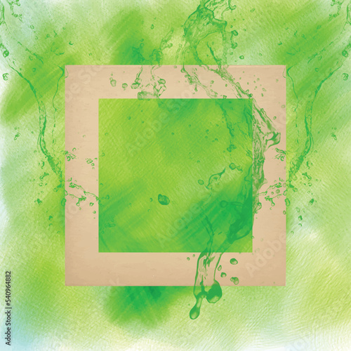 Hand drawn watercolor background with frame