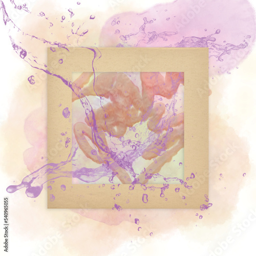 Hand drawn watercolor background with frame