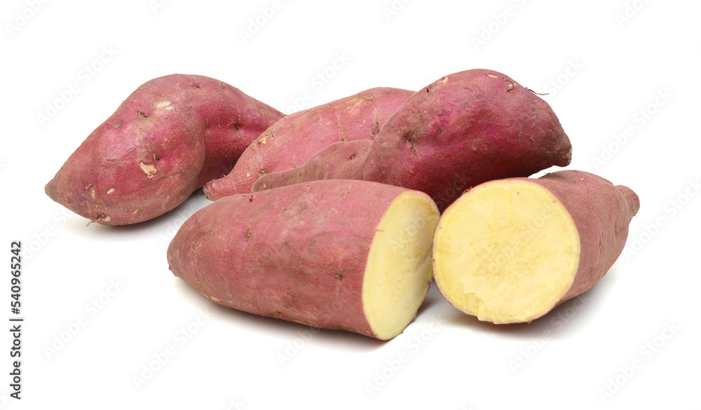 Sweet potatoes on white background Sweet potatoes on white background