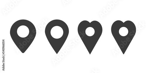 Vector Map pin location pointers, black symbols set