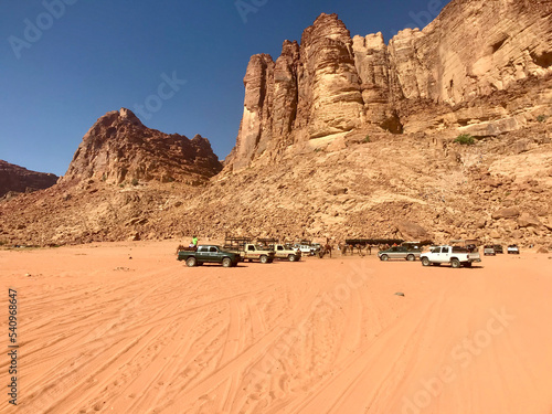Wadi Rum, Jordan, November 2019 - A large mountain in the desert