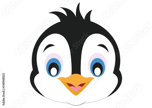Fototapeta Naklejka Na Ścianę i Meble -  Icon of Smile Penguin Face. Animals. Vector of Penguin Face