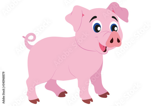 Illustration of Cute Cartoon Pig