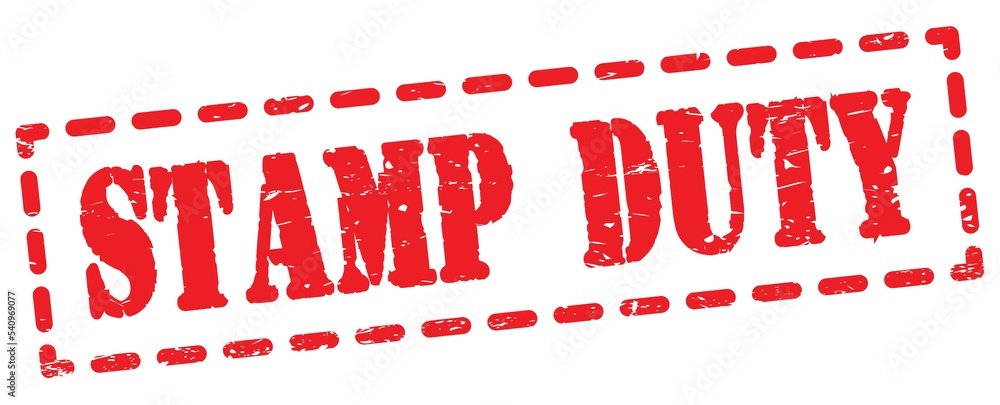STAMP DUTY text written on red stamp sign. STAMP DUTY text written on red stamp sign.