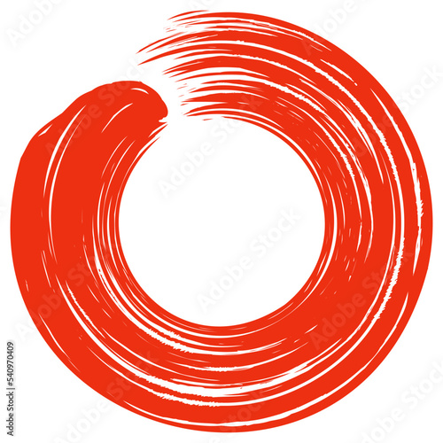 Red Zen Enso Japanese Circle Brush Stroke Sumi-e Vector Illustration Ink Logo Design Vector