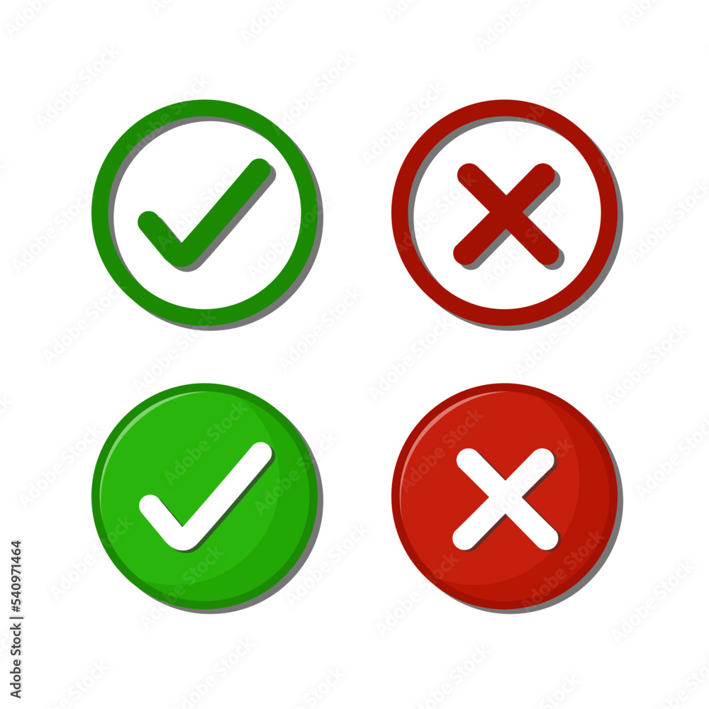 Check mark icon, confirm and deny icon. Check mark icon, confirm and deny icon.