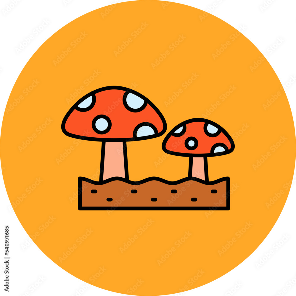 Mushroom Multicolor Circle Filled Line Icon Mushroom Multicolor Circle Filled Line Icon