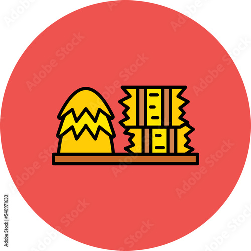 Hay Bale Multicolor Circle Filled Line Icon