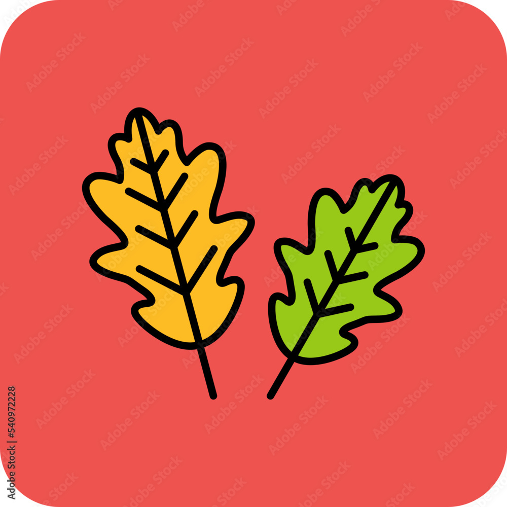Obraz premium Oak Leaf Multicolor Round Corner Filled Line Icon