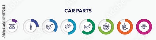 Foto infographic element with car parts outline icons