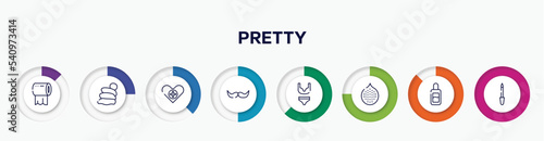 infographic element with pretty outline icons. included tissue paper, snail slime, health care, facial hair, underwear, hairy, makeup remover, lima vector.