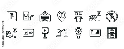 Car parking icon set. Vector graphic illustration.