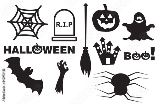 halloween icon set  vector  illustration