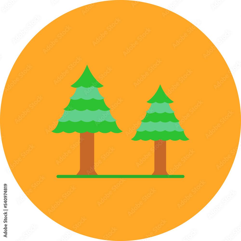 Pine Tree Multicolor Circle Flat Icon Pine Tree Multicolor Circle Flat Icon