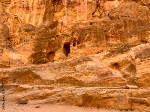 Petra, Jordan, November 2019 - A close up of a canyon