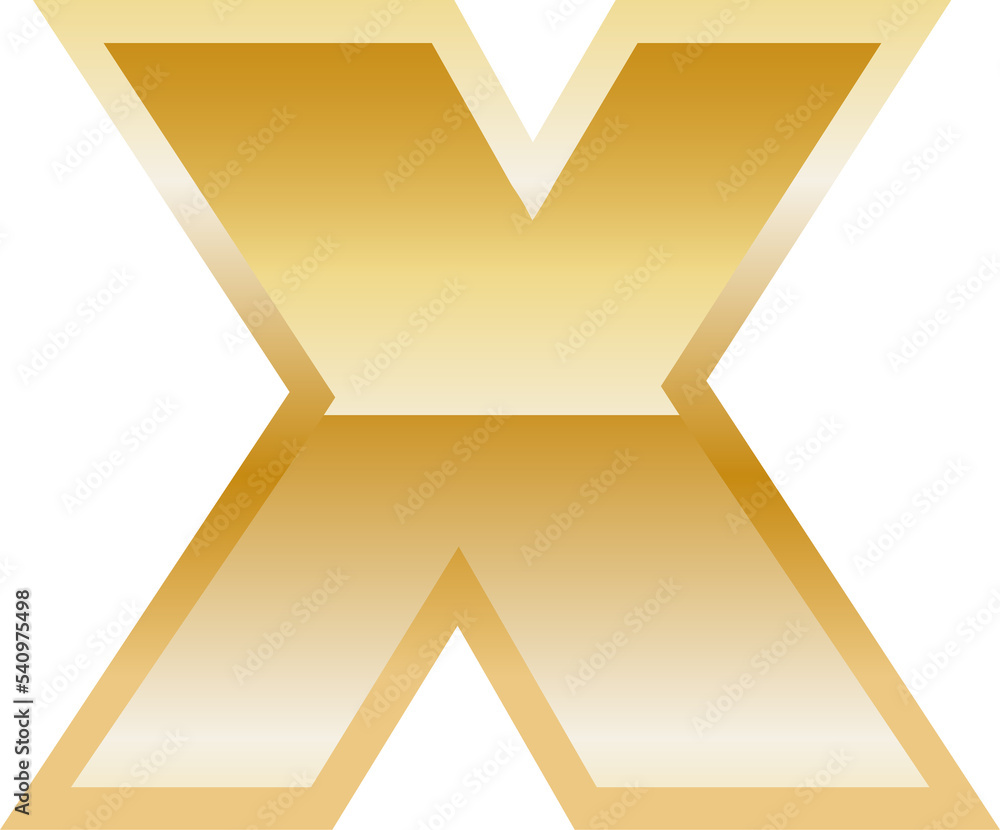 Golden gradient alphabet letter lowercase x Golden gradient alphabet letter lowercase x