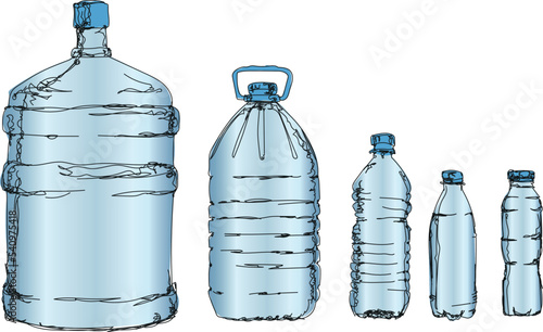 vector set of plastic water bottles