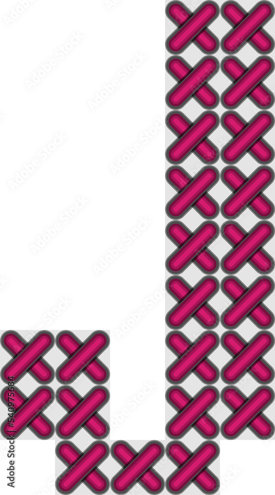 Cross stitch style typographic alphabet letter uppercase J Cross stitch style typographic alphabet letter uppercase J