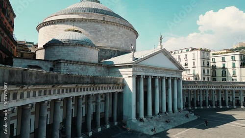 View of exterior dome of Basilica of San Francesco di Paola in Naples, Italy
