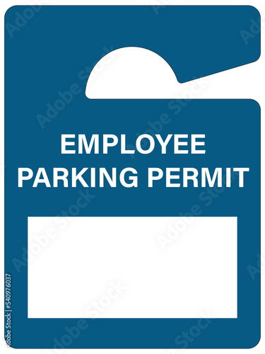 Parking permit hang tag employee 