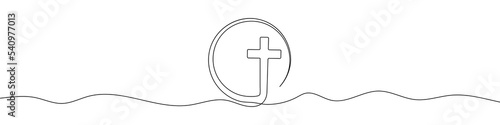 Fototapete Continuous line drawing of christian cross
