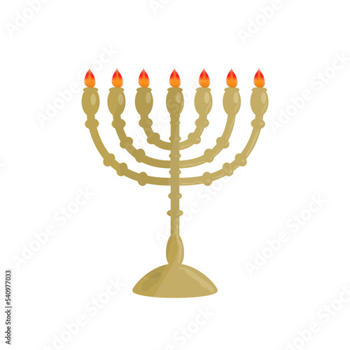 Traditional Jewish golden candlestick for seven candles - Menorah