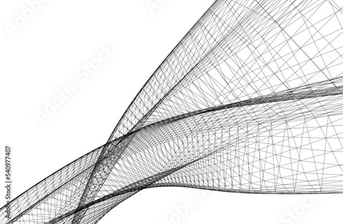 abstract architectural shape 3d illustration 