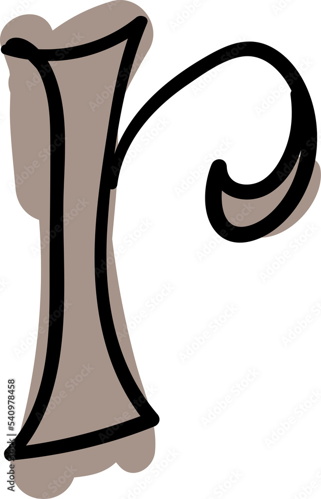 Graffiti hand drawn style alphabet letter lowercase r