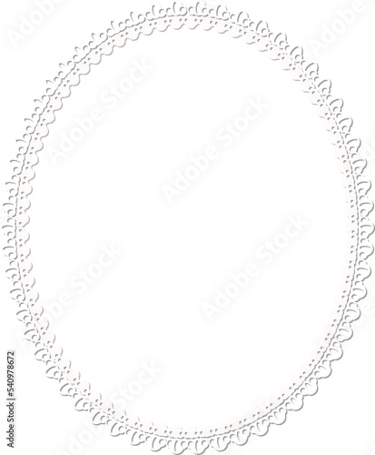 Cartoon illustration white oval lace frame