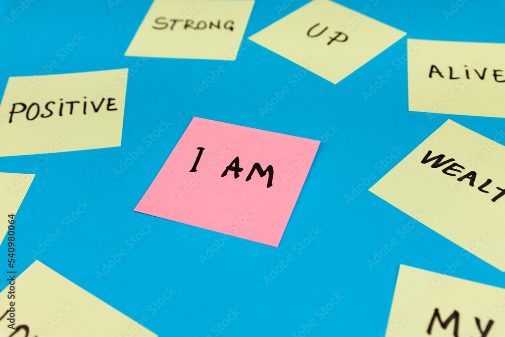 Empowering quotes, notes, messages with the words I am in center with other positive thoughts and words around it. Focus on the I am quote Empowering quotes, notes, messages with the words I am in center with other positive thoughts and words around it. Focus on the I am quote