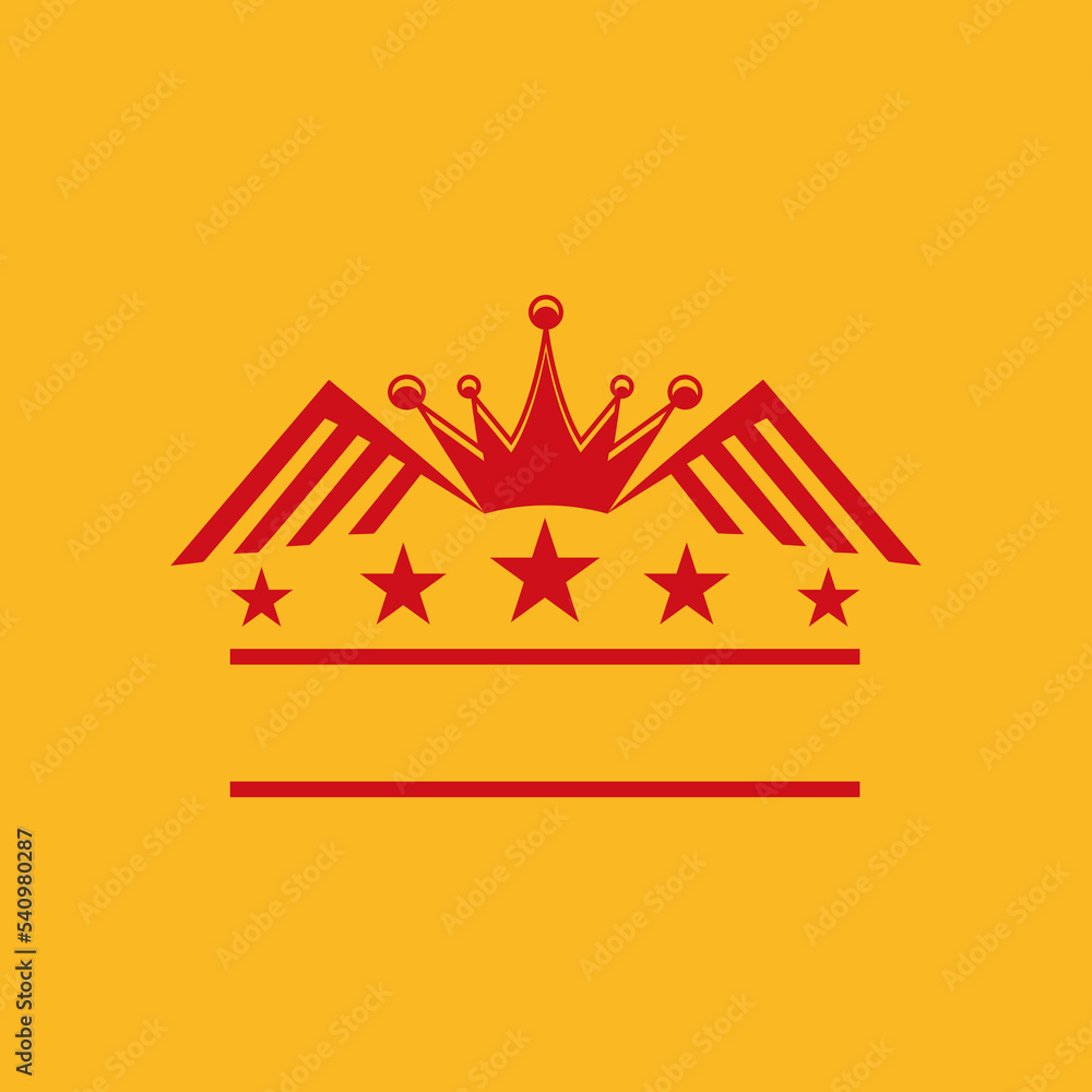 Crown with wings. Illustration of a crown with wings on a yellow