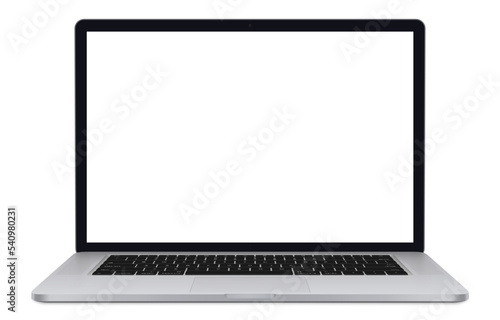 Laptop computer. Laptop computer or notebook computer front view. Realistic laptop mockup with shadow, isolated on white background - stock vector.