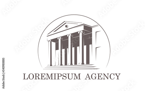 Logo with a classic building with columns