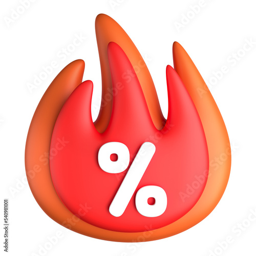 Fire Icon Discount 3D
