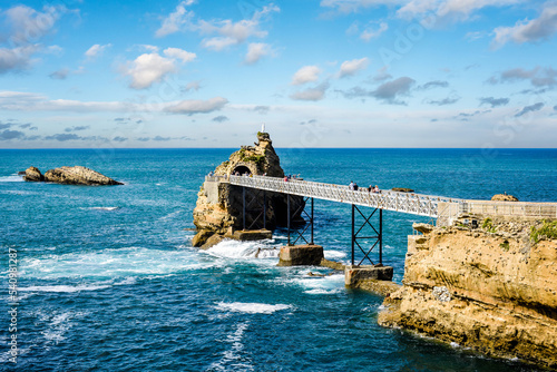 Pretty seaside landscape of Biarritz its romantic promenade of the rock of the Virgin photo