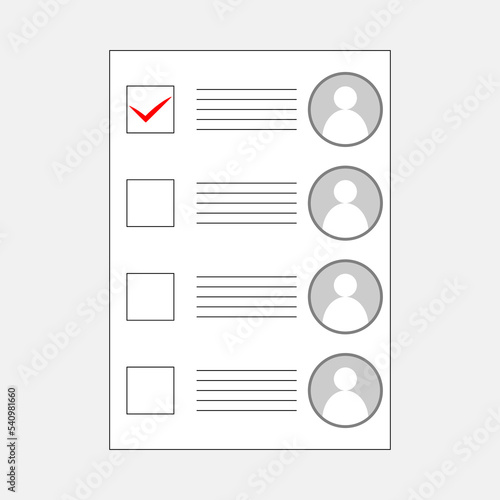 Ballot form with anonymized avatars of candidates