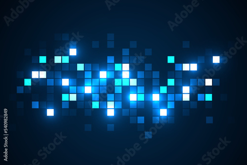 Digital technology background. Digital data square blue pattern pixel background