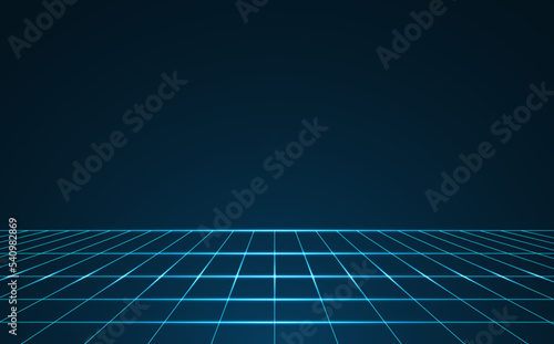Perspective grid. Abstract wireframe landscape