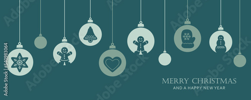 christmas greeting card with tree balls decoration