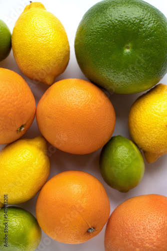 citrus fruits on a white background