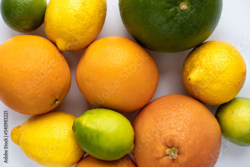 citrus fruits on a white background