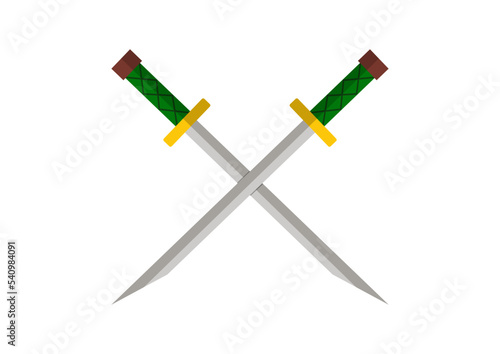 Ninja sword weapons isolated on white background. Vector illustration of sword ninja weapons photo