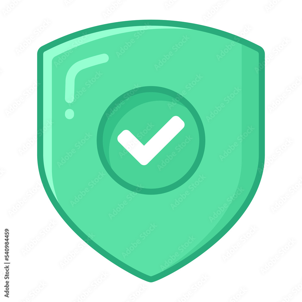 Shield with check mark icon. Modern vector badge Shield with check mark icon. Modern vector badge