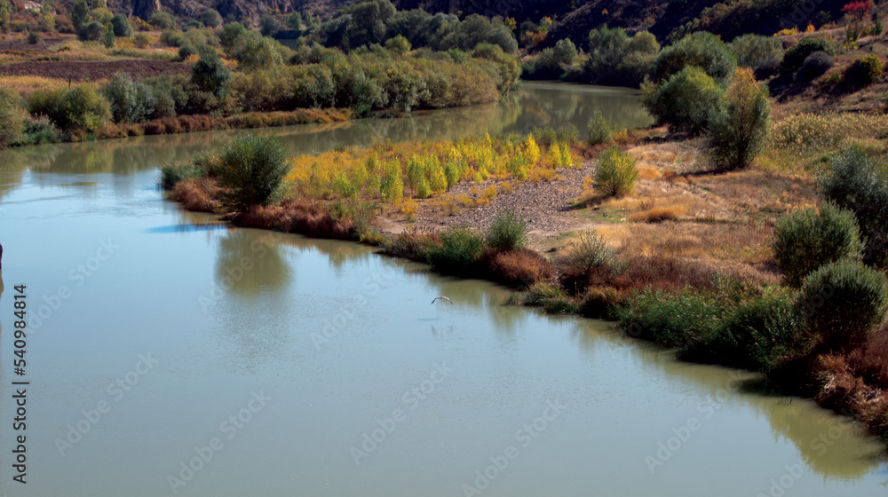reflection of trees in the lake, reflection of trees in water, lake in the forest, autumn, turkey, Asia, autumn in asia, Anatolia, kızılırmak, kayseri
