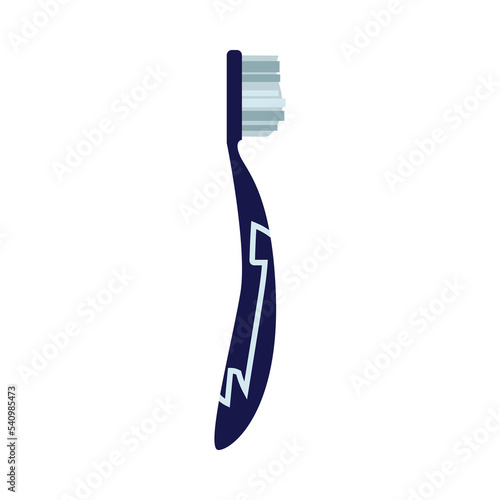 Dark blue cartoon toothbrush illustration. Kids and adults dental cleaning brush for whiter smile and dental health vector illustration. Mouth cavity hygiene concept