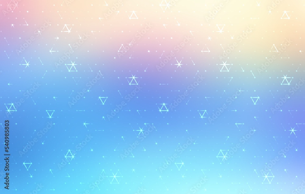 Irregular triangle net abstract geometric blur background of blue yellow colors gradient.